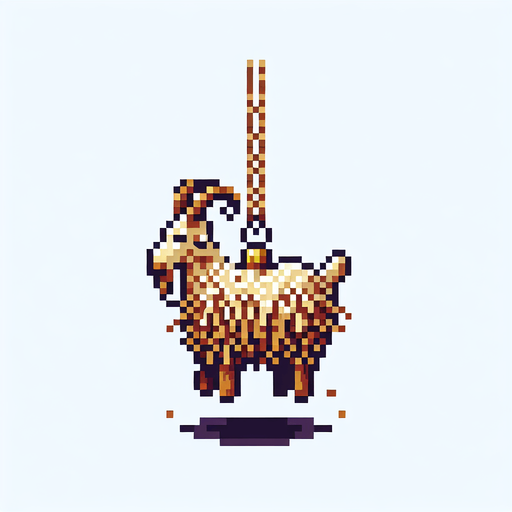 A straw goat christmas decoration. Pixelart. Single Game Texture. In-Game asset. 2d. Blank background. High contrast. No shadows.