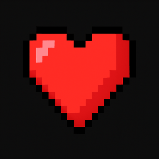 pixel art heart.
In-Game asset.  2d.  High contrast.  No shadows