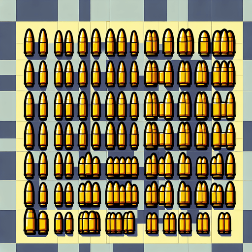 rectangle yellow bullets.
Single Game Texture. In-Game asset. 2d. Blank background. High contrast. No shadows.