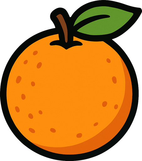 orange fruit.
In-Game asset.  2d.  High contrast.  No shadows. cartoon. simple. minimalistic