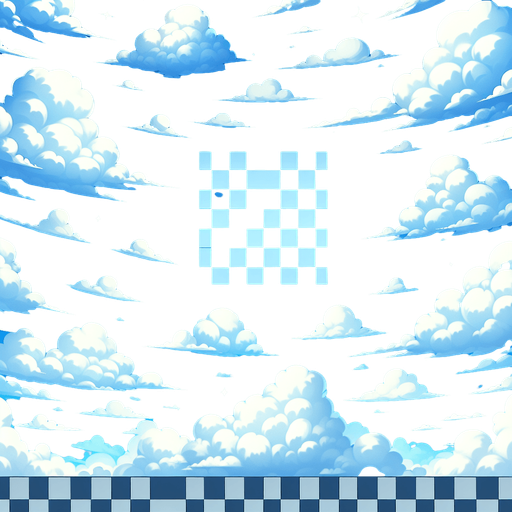 Blue sky with white colour cloud.
Single Game Texture. In-Game asset. 2d. Blank background. High contrast. No shadows.