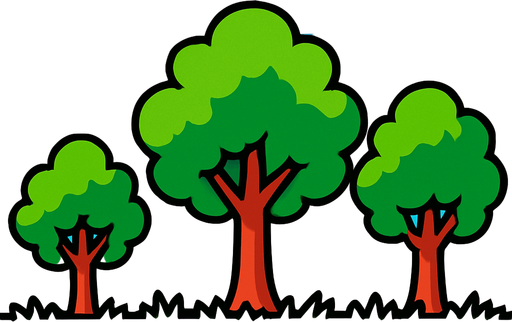 Fondo 2D con cielos y Arboles con cesped.
In-Game asset.  2d.  High contrast.  No shadows