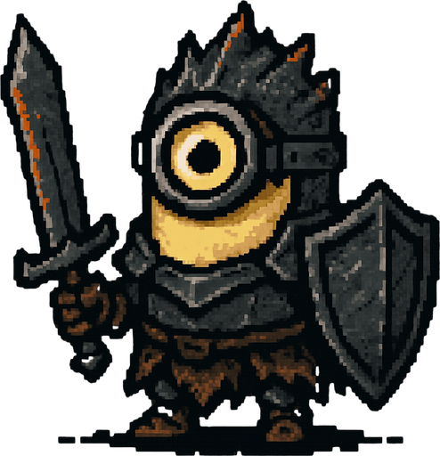 İnfinity Minion character dark souls style 2d pixel art.
In-Game asset.  2d.  High contrast.  No shadows