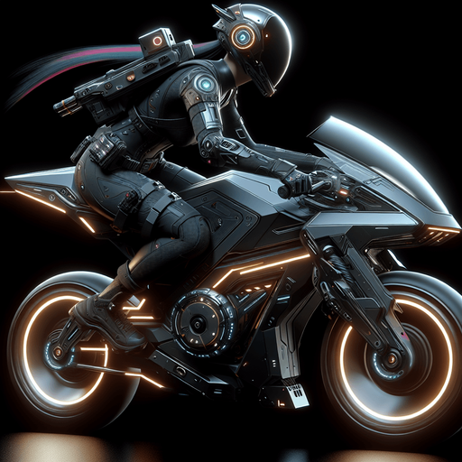 sci fi bike with person riding facing right side
Single Game Texture.  In-Game asset.  High contrast.