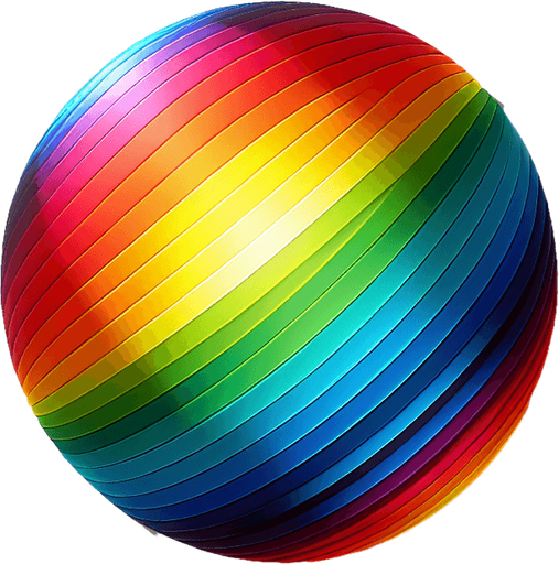 Rainbow ball.
Single Game Texture. In-Game asset. 2d. Blank background. High contrast. No shadows.