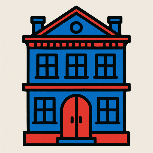 A building.
In-Game asset.  2d.  High contrast.  No shadows