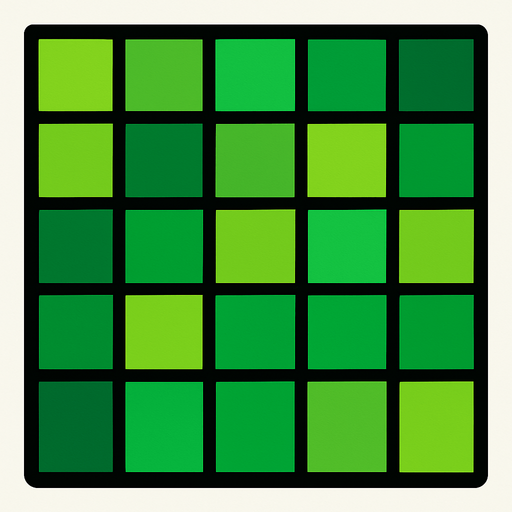 casillas de cuadros de colores verdes.
In-Game asset.  2d.  High contrast.  No shadows