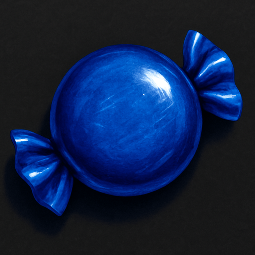 gerçekçi bir şeker. yuvarlak bir şeker ve koyu mavi renk. aynı candy2 deki gibi
In-Game asset.  2d.  High contrast.  No shadows