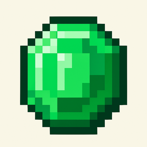 geerame una esmeralda pixelar.
In-Game asset.  2d.  High contrast.  No shadows