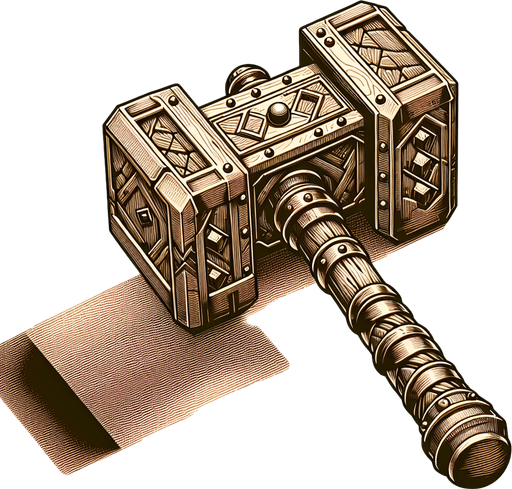 Warcraft 3 art of a hammer..
Single Game Texture. In-Game asset. 2d. Blank background. High contrast. No shadows.