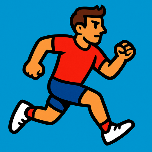 runner with a red shirt.
In-Game asset.  2d.  High contrast.  No shadows