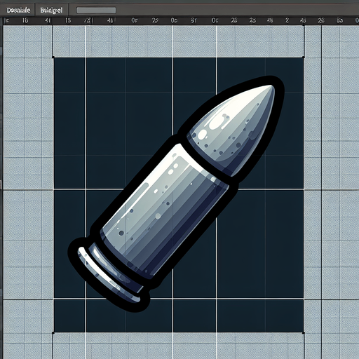 big silver bullet.
Single Game Texture. In-Game asset. 2d. Blank background. High contrast. No shadows.