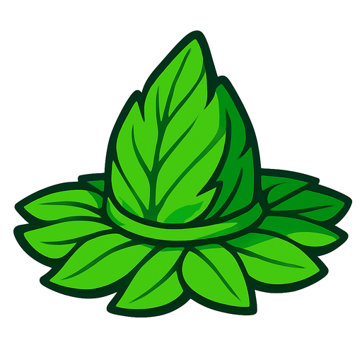 sombrero de hojas de color verde 2d.
In-Game asset.  2d.  High contrast.  No shadows