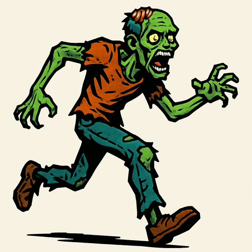 runner zombie.
In-Game asset.  2d.  High contrast.  No shadows