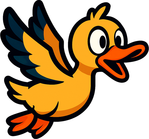 cartoon duck fly style.
In-Game asset.  2d.  High contrast.  No shadows