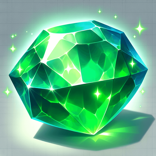 Emarald.
Single Game Texture.  In-Game asset.  2d.  Blank background.  No shadows