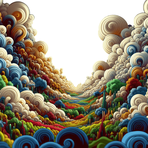 epic landscape intro in the clouds. cartoon 2d style. It has the title: "Saint Karma"
