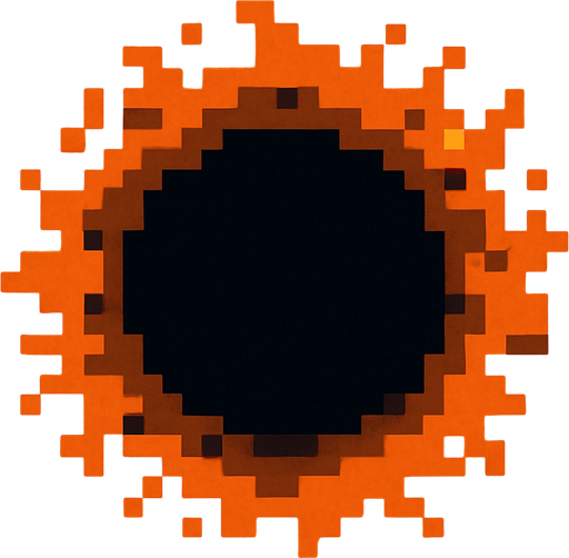 un agujero hecho con pixeles.
In-Game asset.  2d.  High contrast.  No shadows