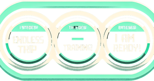 3 buttons that read:
Endless Trip
Training!
I am ready!
Futuristic font. White black and green..
Single Game Texture. In-Game asset. 2d. Blank background. High contrast. No shadows.
