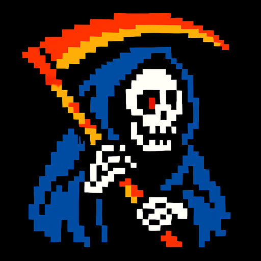 la muerte de pixeles.
In-Game asset.  2d.  High contrast.  No shadows