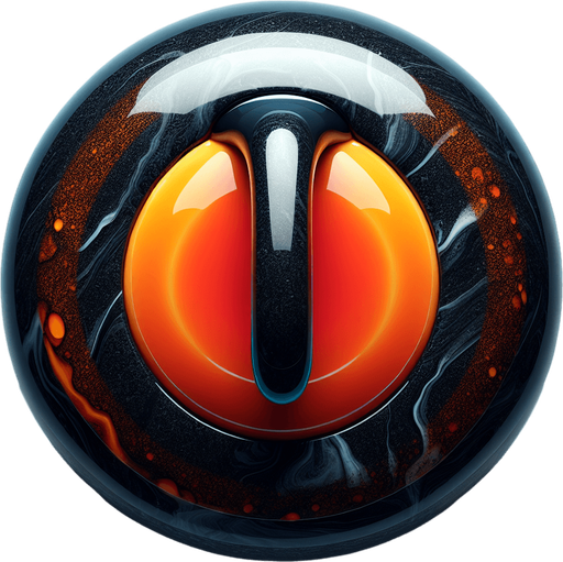 Black curlingstone with orange top, top view.