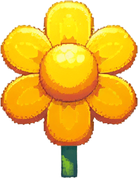 yellow 
flower.
Single Game Texture.  In-Game asset.  2d.  Blank background.  High contrast.  No shadows