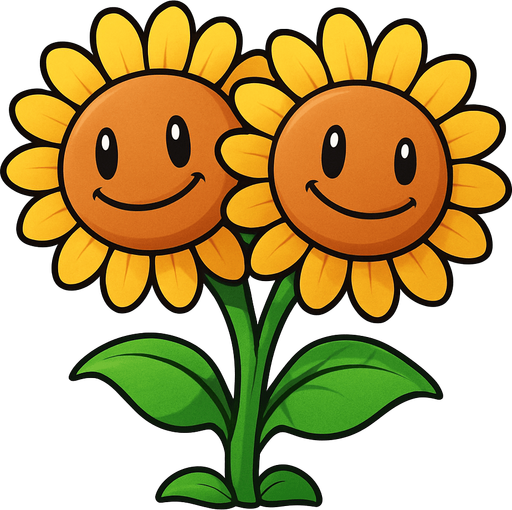 doublesunflower de plantas vs zombies fusion.
In-Game asset.  2d.  No shadows