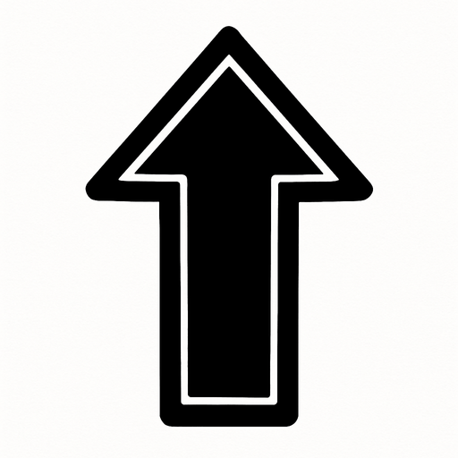 Black arrow pointing up.
In-Game asset.  2d.  High contrast.  No shadows