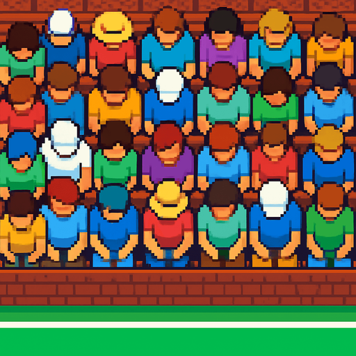 pixelart tennis audience, looking down.
In-Game asset.  2d.  High contrast.  No shadows