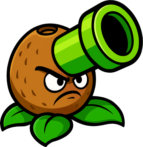pvz1 coconut cannon.
In-Game asset.  2d.  High contrast.  No shadows