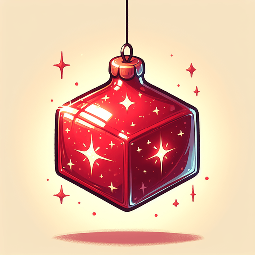 Perfectly square red Christmas decoration. Cartoon. Cute art style
