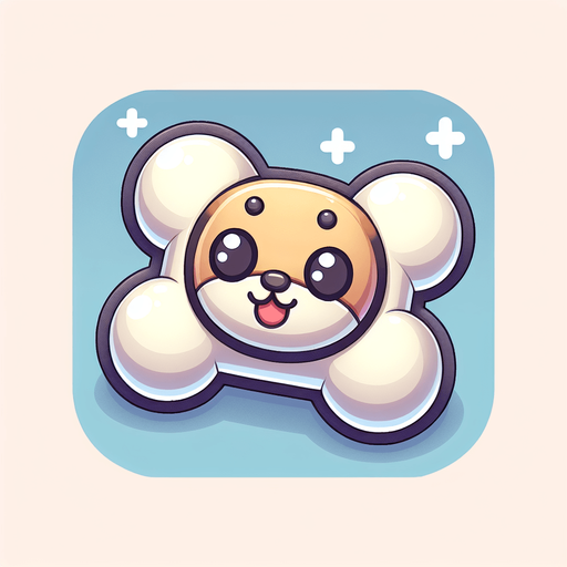 a cute looking dog toy shaped like a bone..
Single Game Texture. In-Game asset. 2d. Blank background. High contrast. No shadows.