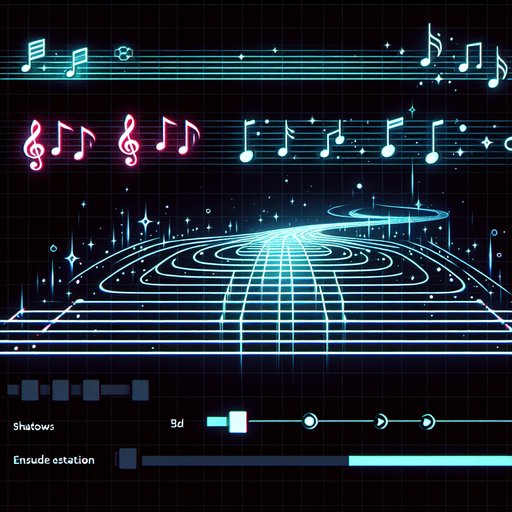 Design: A dynamic, glowing path that scrolls forward.

Style Options:

Cyberpunk neon rails

Floating musical staff lines

A galaxy wave track.
Single Game Texture.  In-Game asset.  2d.  Blank background.  High contrast.  No shadows