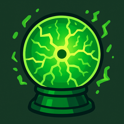 green plasma ball.
In-Game asset.  2d.  High contrast.  No shadows