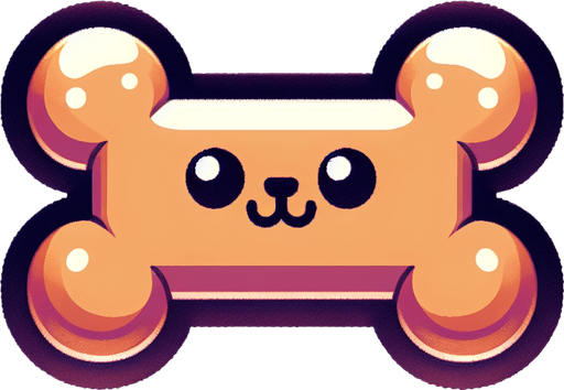 a cute looking dog toy shaped like a bone..
Single Game Texture. In-Game asset. 2d. Blank background. High contrast. No shadows.