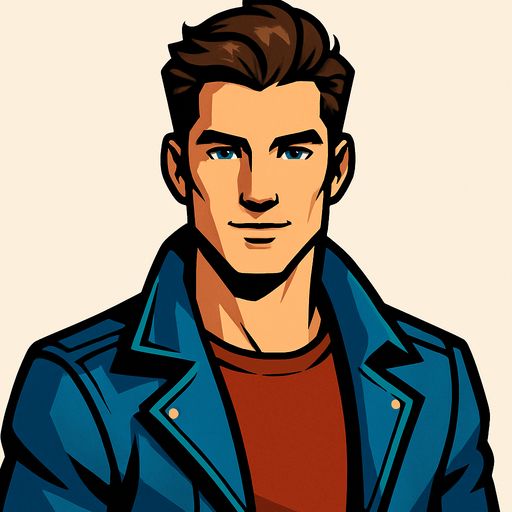 handsome man.
In-Game asset.  2d.  High contrast.  No shadows