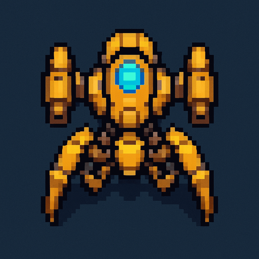 pixel art top down insectoid combat drone, blue light on top.
In-Game asset.  2d.  High contrast.  No shadows