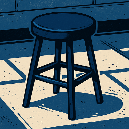 spor salonundaki koyu lacivert bir tabure.
In-Game asset.  2d.  High contrast.  No shadows