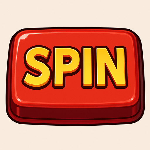 A “Spin” button for an electronic slot machine. Button is red and font is in yellow. Anime style. High definition..
In-Game asset.  2d.  High contrast.  No shadows