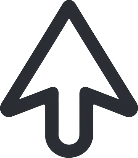 Simple white arrow pointing up. Mouse cursor like. Black outline. No shadow