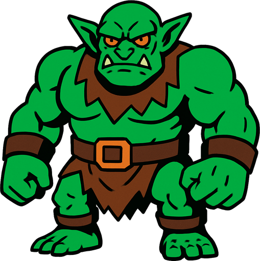 titan goblin.
In-Game asset.  2d.  High contrast.  No shadows