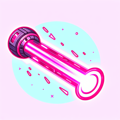 pink cartoon laser.
Single Game Texture. In-Game asset. 2d. Blank background. High contrast. No shadows.
