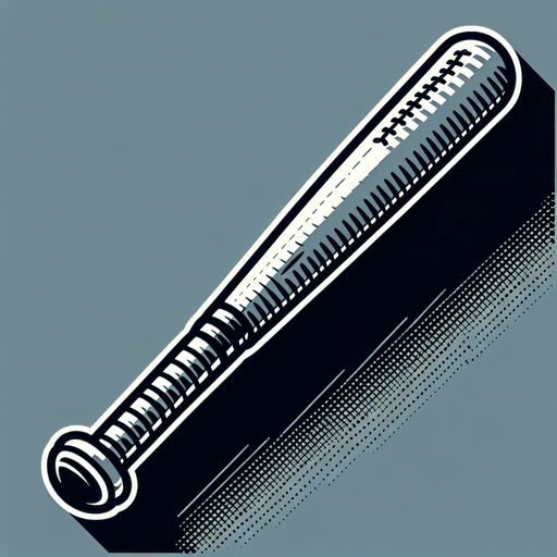 a baseball bat.
Single Game Texture.  In-Game asset.  2d.  Blank background.  High contrast.  No shadows