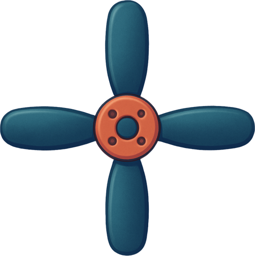 Propeller for a drone, viewed straight from above. Cute soft graphics. soft ambient light. semi-matte to satin surfaces. naturalistic with slight saturation boost colors. 
In-Game asset.  2d.  High contrast.  No shadows. top down..
In-Game asset.  2d.  High contrast.  No shadows
