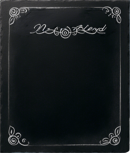Text "NOVICE BLEND" in chalk, handwritten, small