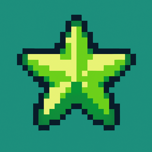 2d star pixel art green.
In-Game asset.  2d.  High contrast.  No shadows