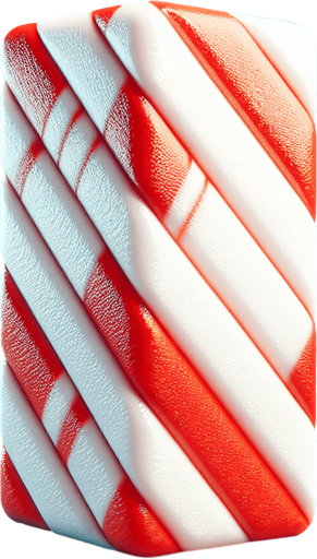 a photo-realistic white and red vertical candy stick slice Single Game Texture. No background. High contrast. No shadows.