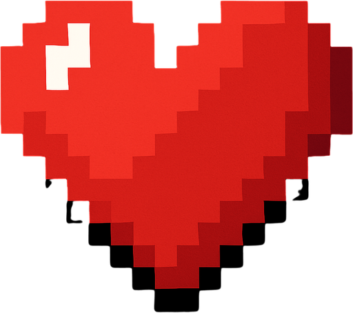 Heart pixart.
In-Game asset.  2d.  High contrast.  No shadows