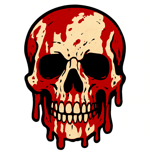 Skull head bloody.
In-Game asset.  2d.  High contrast.  No shadows