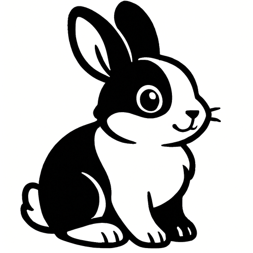tatli bir siyah beyaz tavşan.
In-Game asset.  2d.  High contrast.  No shadows